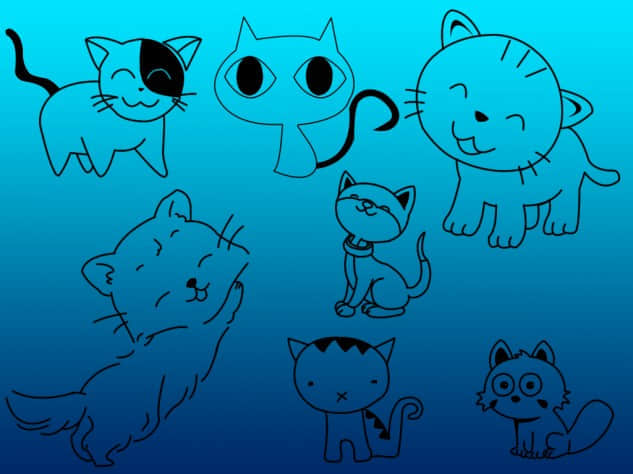 可爱手绘线条猫猫笔刷