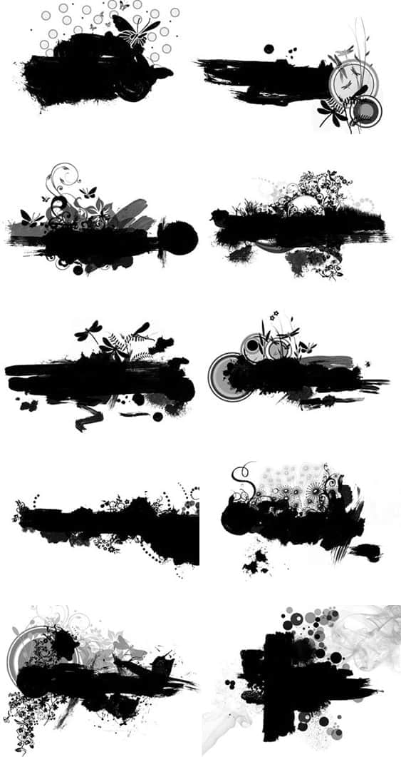 10种高清水墨花纹效果笔刷
