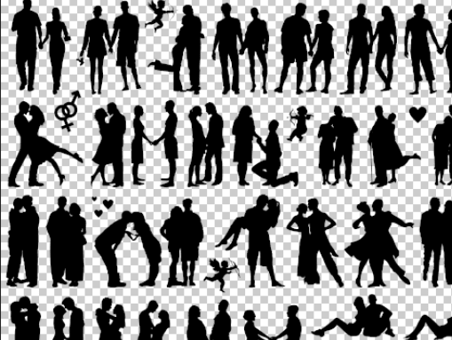40个情人节人体剪影笔刷