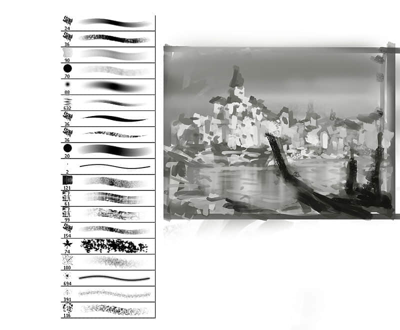 水彩油墨绘画笔刷