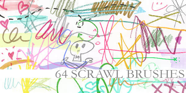 64种粉笔画笔潦草涂鸦笔刷