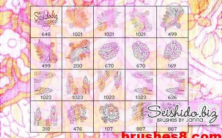 手造花纹笔刷-玩吧资源站