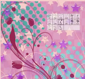 星星枝条花纹背景笔刷-玩吧资源站