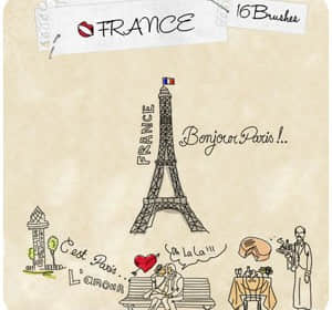 法国元素笔刷-玩吧资源站