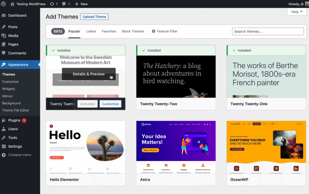 WordPress 6.1 将增强后台的主题安装界面的筛选功能，新增块主题筛选-玩吧资源站