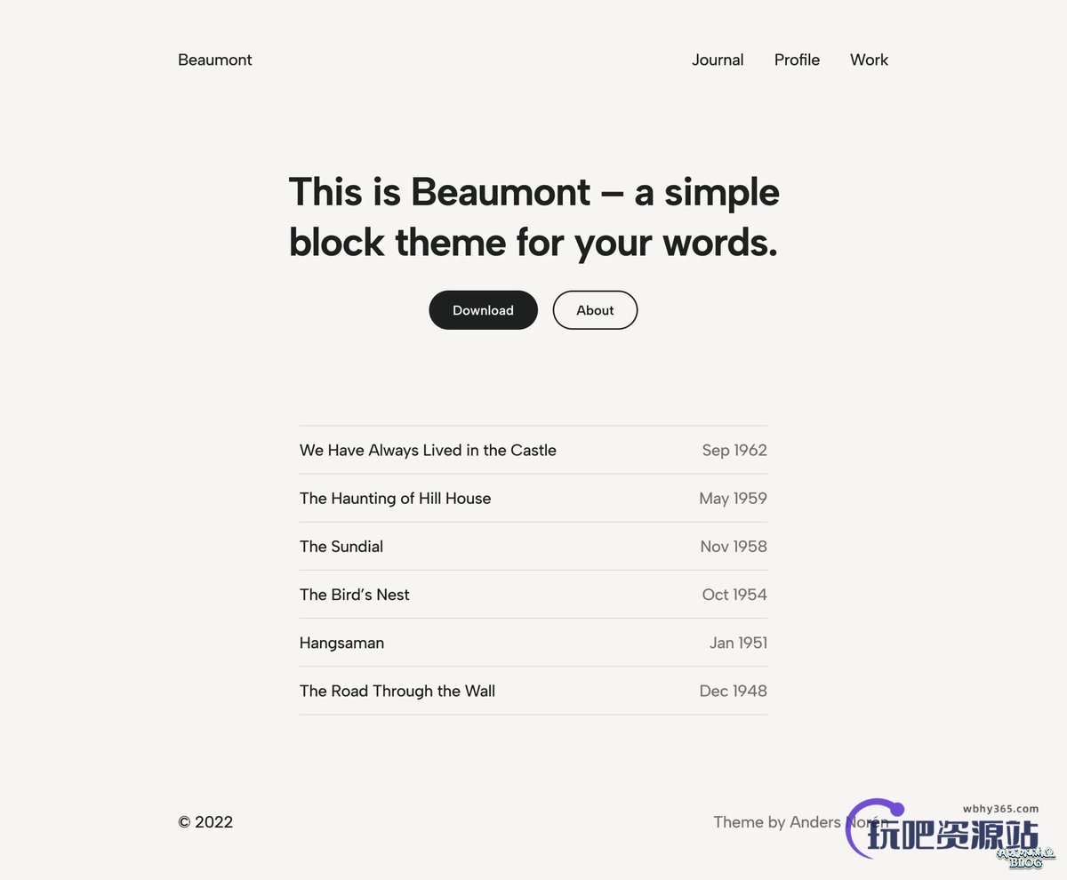 图片[1]-推荐一款专注于长篇写作的 WordPress 区块主题：Beaumont-玩吧资源站